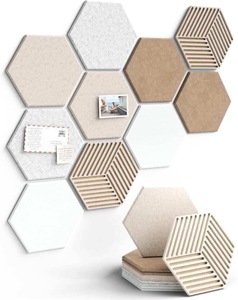Fluxynara Hexagon Filz Pinwand, 10er-Set Selbstklebend Korkwand Alternative