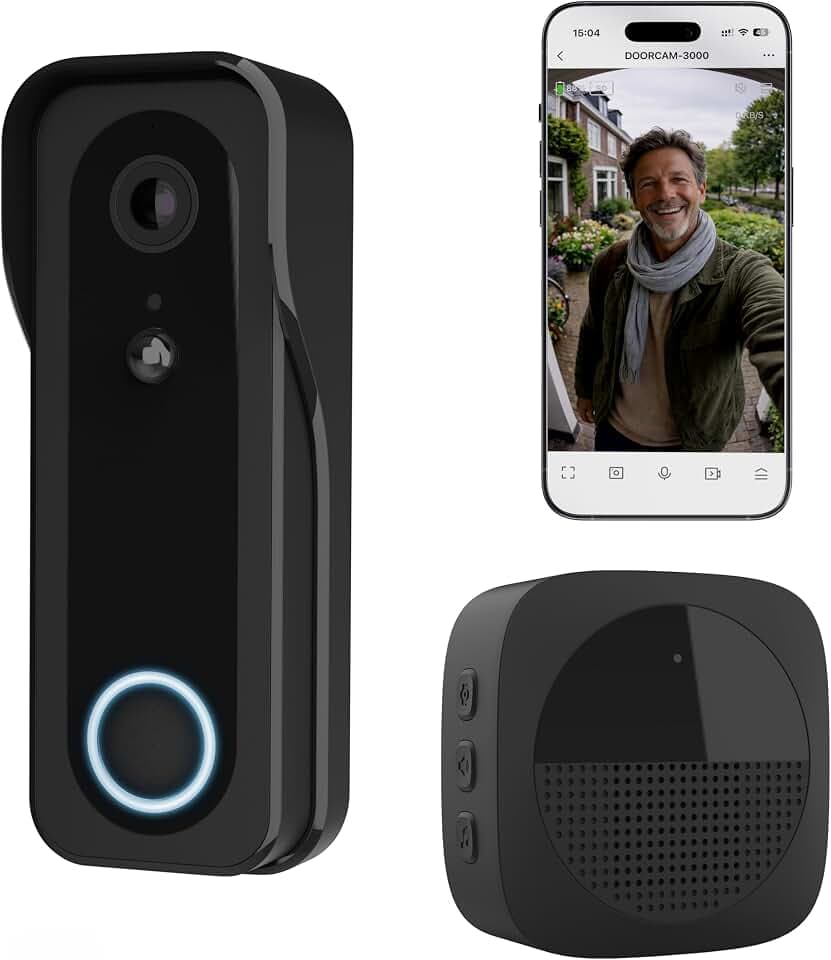 Trust Wi-Fi Video Türklingel mit Chime Kamera 2K HD 3MP, Schwarz