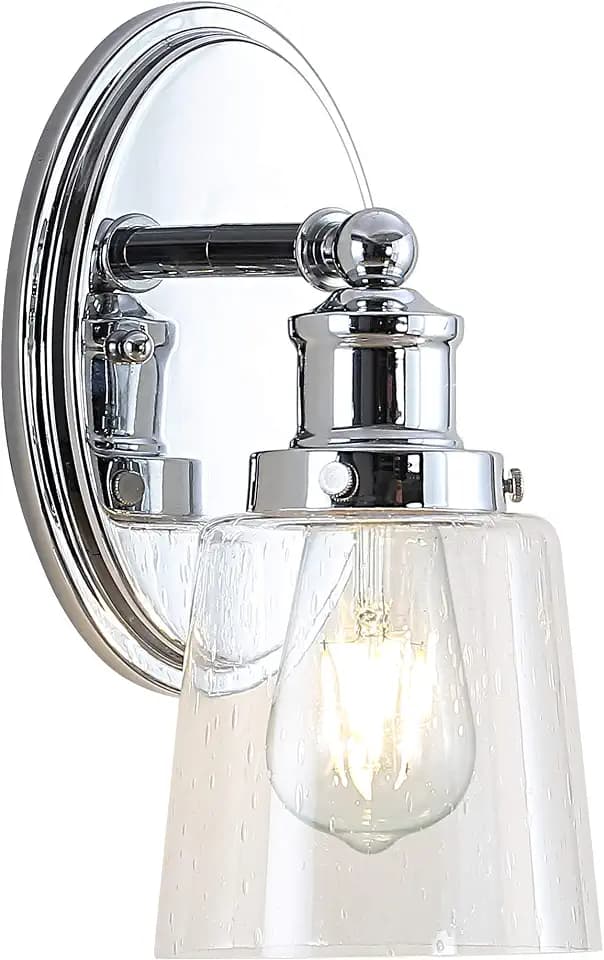 JONATHAN Y Beverly 1-Light Vanity Light 5" Seeded Glass Metal, Chrome
