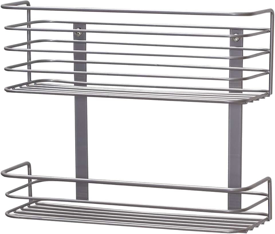 Household Essentials 1228-1 Double Basket Door Mount Cabinet Organizer | Mounts to Solid Cabinet Doors or Wall