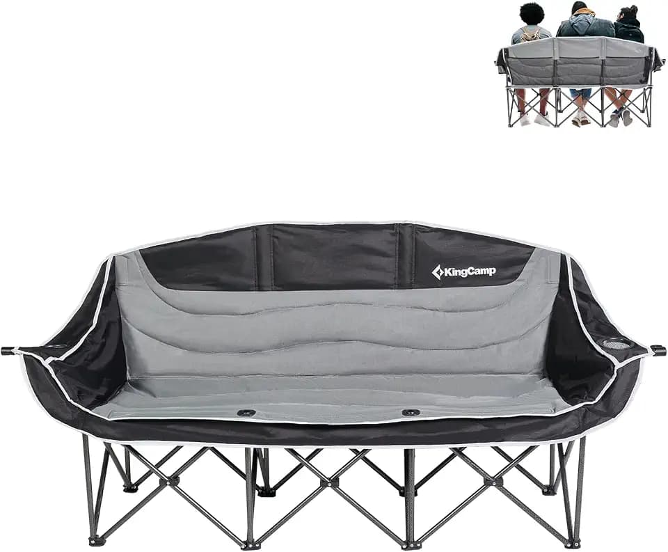 KingCamp 3 Person Camping Chair, Oversized 1100lbs Heavy Duty Loveseat