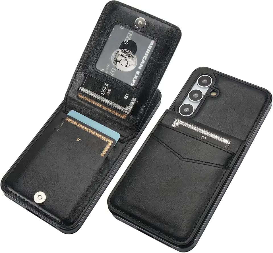 KIHUWEY for Samsung Galaxy S24 Plus Case Wallet with Credit Card Holder, Flip Premium Leather Magnetic Clasp Kickstand Heavy Duty Protective Cover for Samsung Galaxy S24 Plus 6.7" (Black)