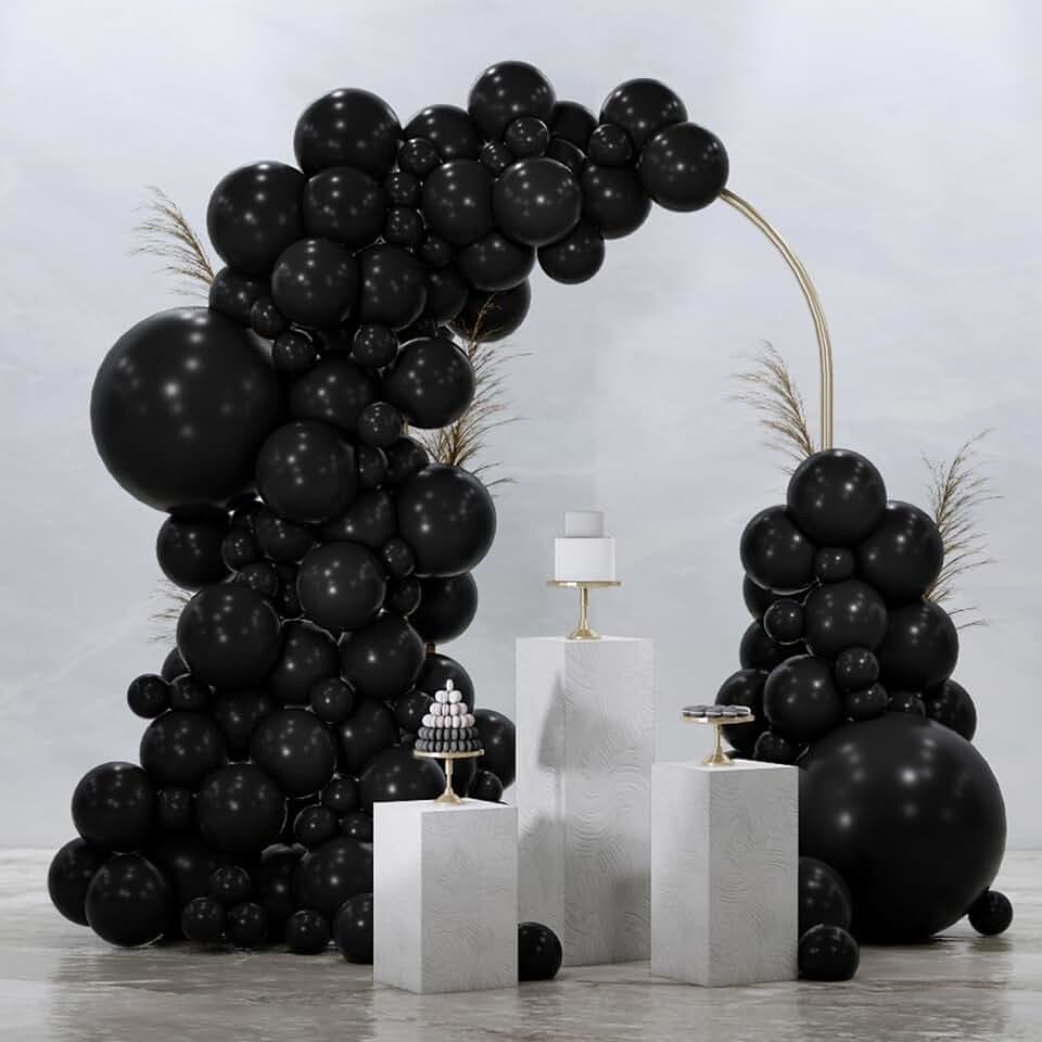 PartyWoo Black Balloons 92 pcs Different Sizes of 18 12 10 5 Inch Black Balloons Arch Kit Garland for Baby Shower Birthday Graduation Casino Gaming Anniversary Race Car Party Decorations Black-Y18