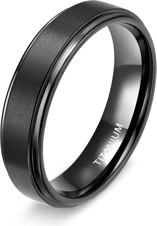 TIGRADE 4mm 6mm 8mm 10mm Titanium Rings Black/Silver/Gold Wedding Band Matte Comfort Fit for Men Women Size 3-15