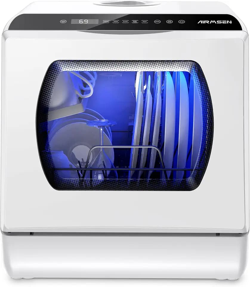 AIRMSEN Portable Countertop Dishwasher, No Hookup Needed