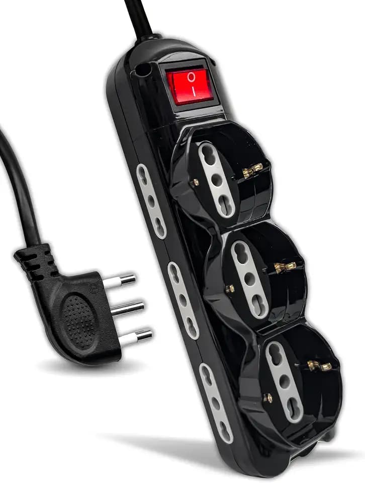 V-TAC Elektrische Mehrfachsteckdose, schwarz, 9 Plätze mit Schalter und 1,5 m Kabel – 6 seitliche Steckdosen 10/16 A Bypass und 3 Frontsteckdosen 10/16 A Bypass Schuko – Steckdosenleiste für Haus,