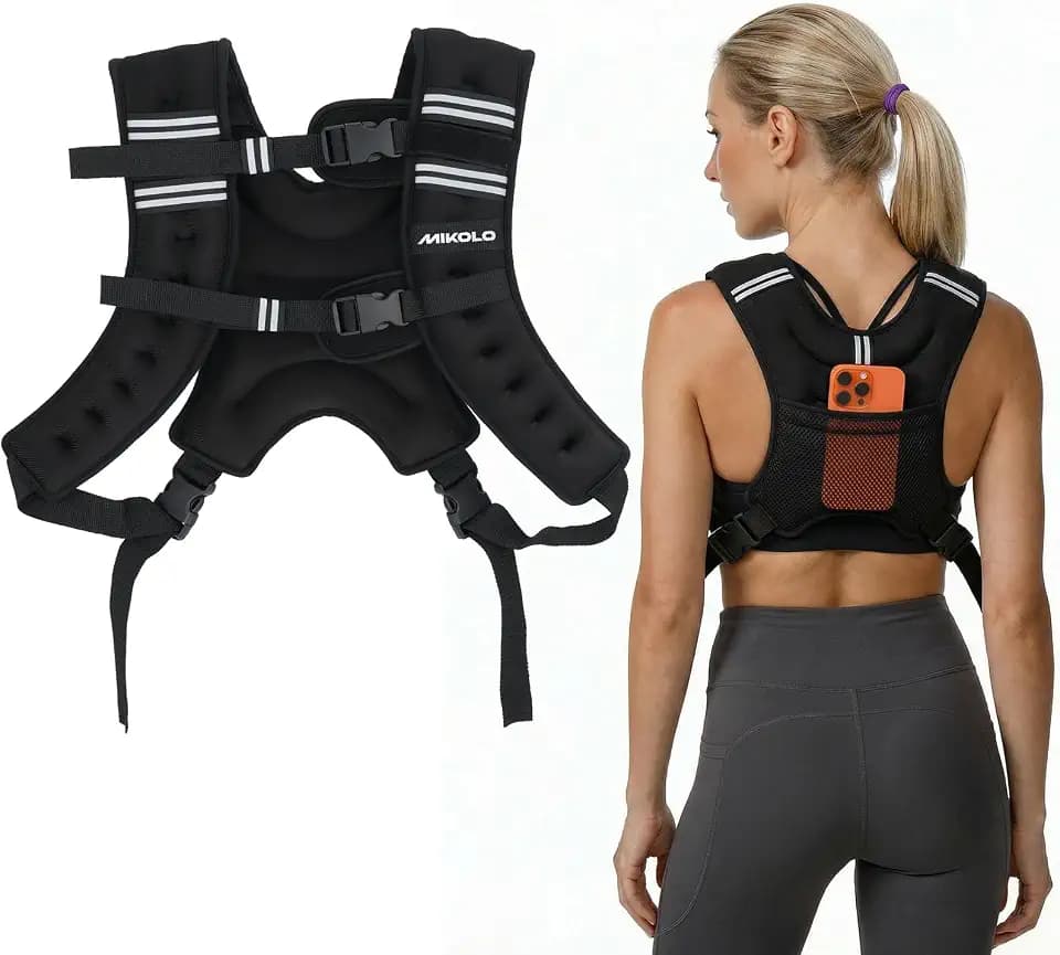 MIKOLO Weighted Vest, 8lb/12lb/16lb Weight Vest for Women & Men, Weight Vest with Reflective Stripe for Walking, Running, Strength Training & Workout(8lb)