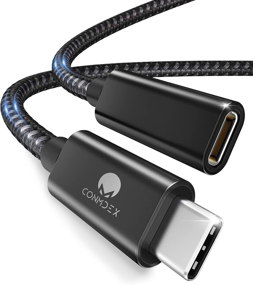CONMDEX USB C Verlängerung 1,5m USB 3.2 Kabel TypC Stecker auf Buchse Verlängerungskabel 10Gbit/s,5A/100W,4K Video/Audio Sync-Extender Kompatibel mit PSVR2,M1 M2 Max MacBook,Galaxy S23/S22,Schwarz