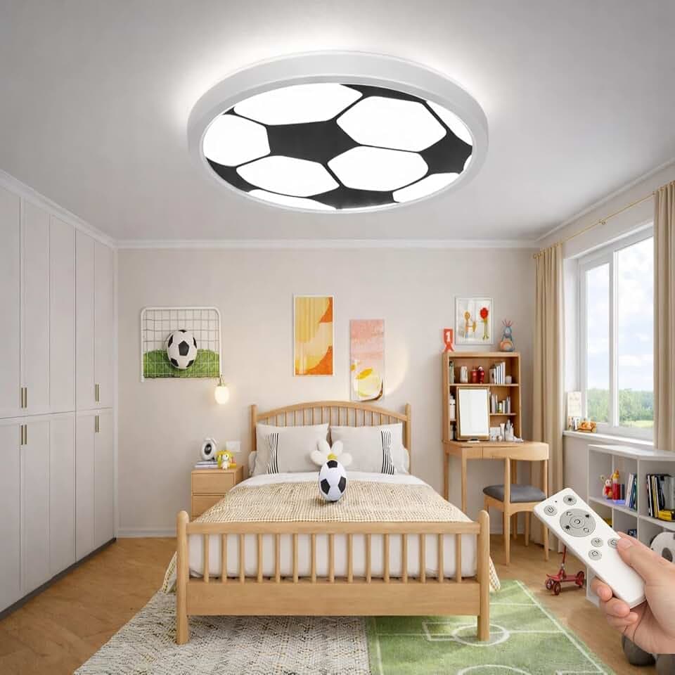 Deckenlampe LED Deckenleuchte Flach 24W Dimmbar Fußball 2400LM IP44 Modern Ultra Dünn LED Lampe Decke für Wohnzimmer Schlafzimmer Badezimmer Flur Balkon Mädchen Junge Kinderzimmer, Ø30cm, Rund
