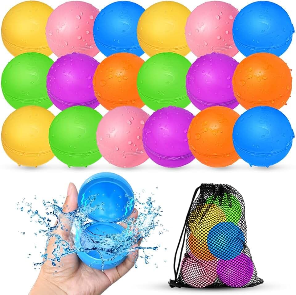 18 Stück Wasserbomben Wiederverwendbar,Silikon Wasserbomben Selbstschließend magnetische Spritzbälle,Sommer Wasserspielzeug für Kinder im Alter von 3-12 Jahren für Spaß,Pure Farbe.
