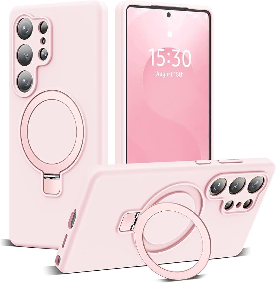 SKYLMW Case for Samsung Galaxy S25 Ultra with Stand,6.9" Pink
