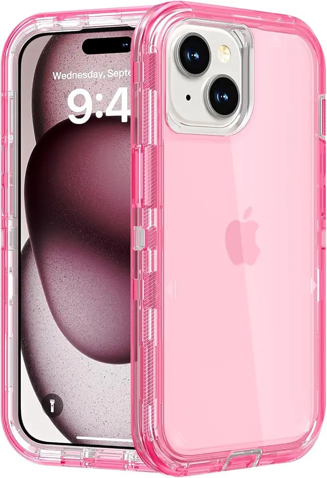 Follaroma for iPhone 15 Plus Case, Shockproof, Crystal Pink