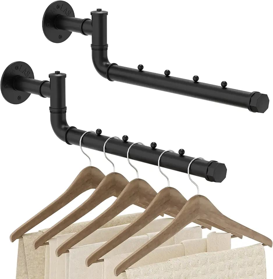OUTBROS 2 Set Handtuchhalter Wand, Kleiderständer Schwarz