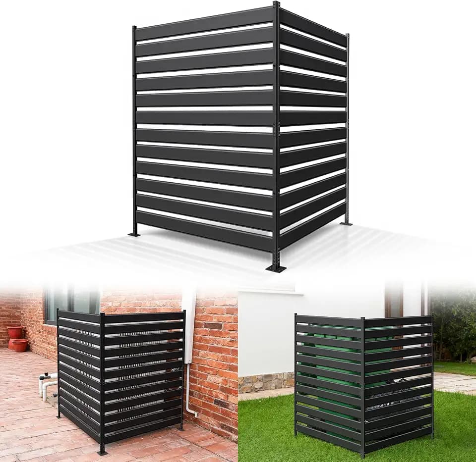 Privacy Fence Screen for AC & Trash, 48" H × 38" W（2P） Metal No-Dig Panel