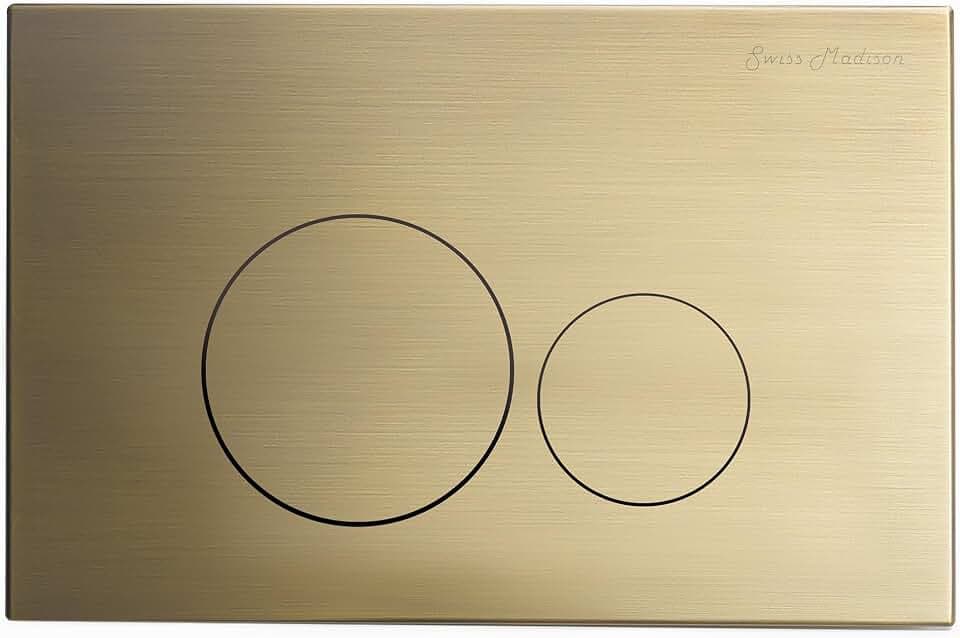 Wall Mount Dual Flush Metal Actuator plate in Matte Gold