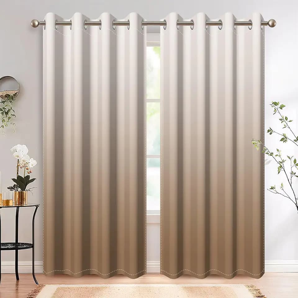 Brown Ombre Bedroom Curtains Blackout Curtains Room Darkening Thermal Insulated Window Drapes for Living Room 2 Panels 53x63inch