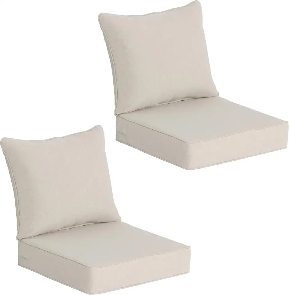COZYVIDA Patio Seat Cushions, Putty, 24x24x5.5 in, Set of 2