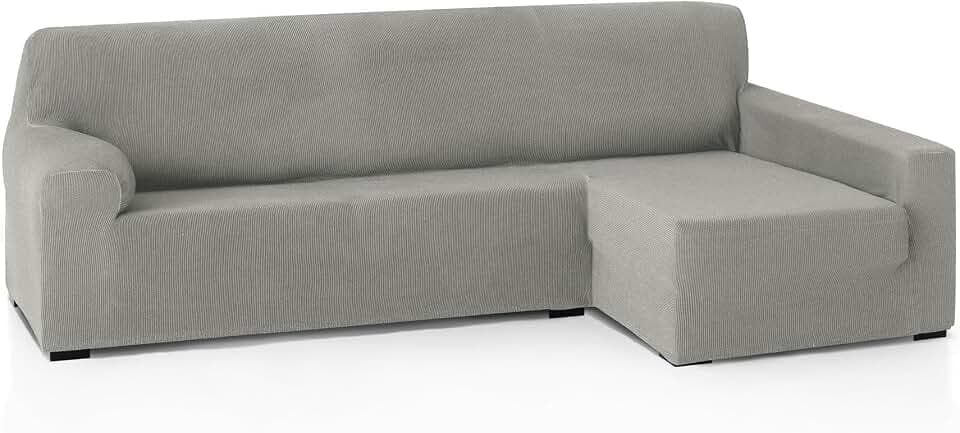 FAVERTI Bezug für Chaiselongue, langes Eckteil rechts (vorne gesehen), elastischer Bezug für Chaiselongue, hochwertiger Schutz aus Jacquard-Stoff, Baumwollgefühl, Modell Real | Chaise-Bezug hellgrau