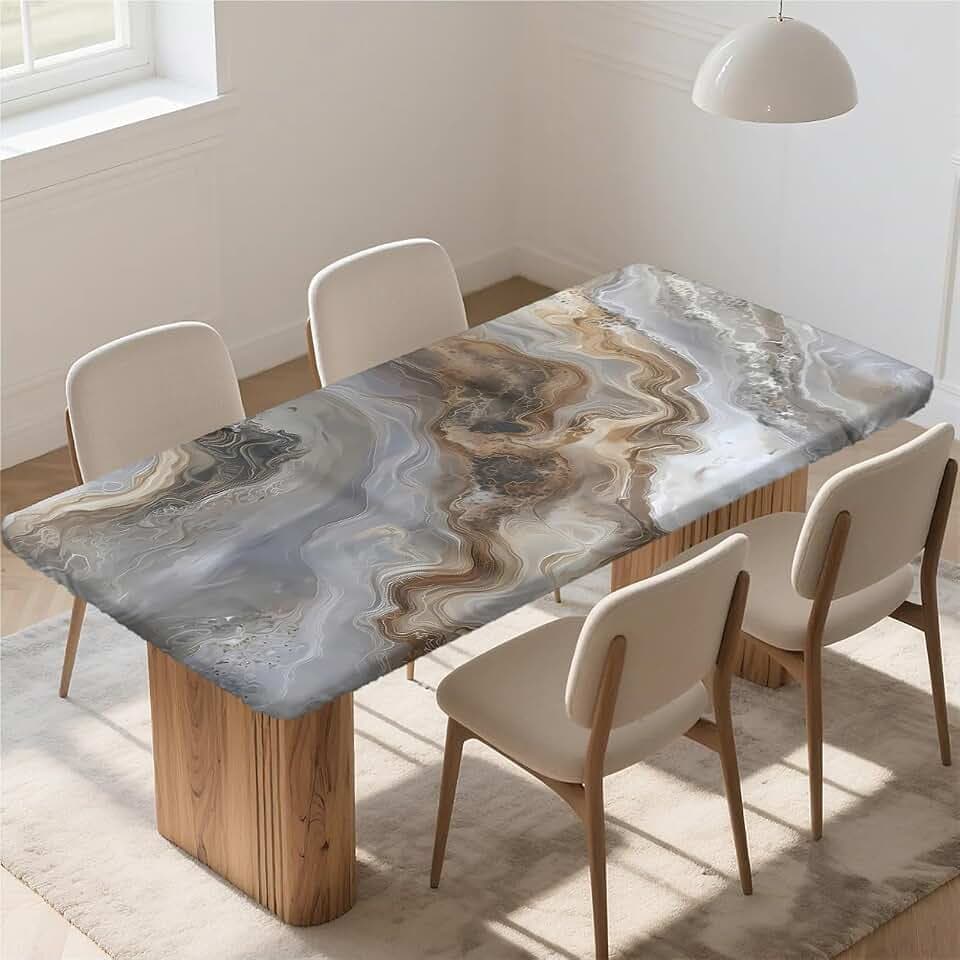 Elastische Rechteckige Tischdecke mit Gummizug 140x80 cm–abwaschbar Wasserdicht Fleckenabweisend Dekorative Tischhusse für Küche, Esszimmer & Garten