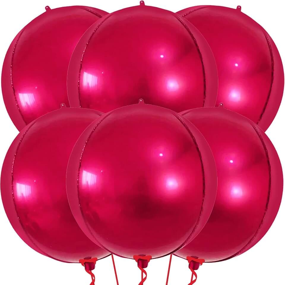 KatchOn Large Pink Round Foil Balloons Set - 22 Inch, Pack of 6
