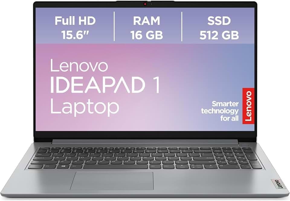 Lenovo IdeaPad 1 Laptop | 15.6" Full HD Display | AMD Ryzen 5 7520U | AMD Radeon Grafik | 16GB RAM | 512GB SSD | Win11 | QWERTZ | Cloud Grau | 3 Monate Premium Care