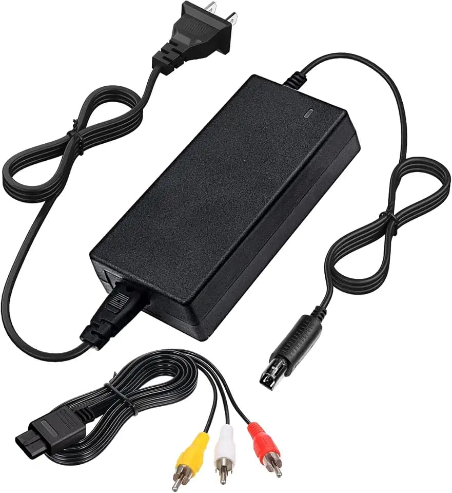 Power Supply and AV Cable for Gamecube, NGC AC Power Adapter & AV Cable Set, Power Cord Compatible with Nintendo Gamecube Console