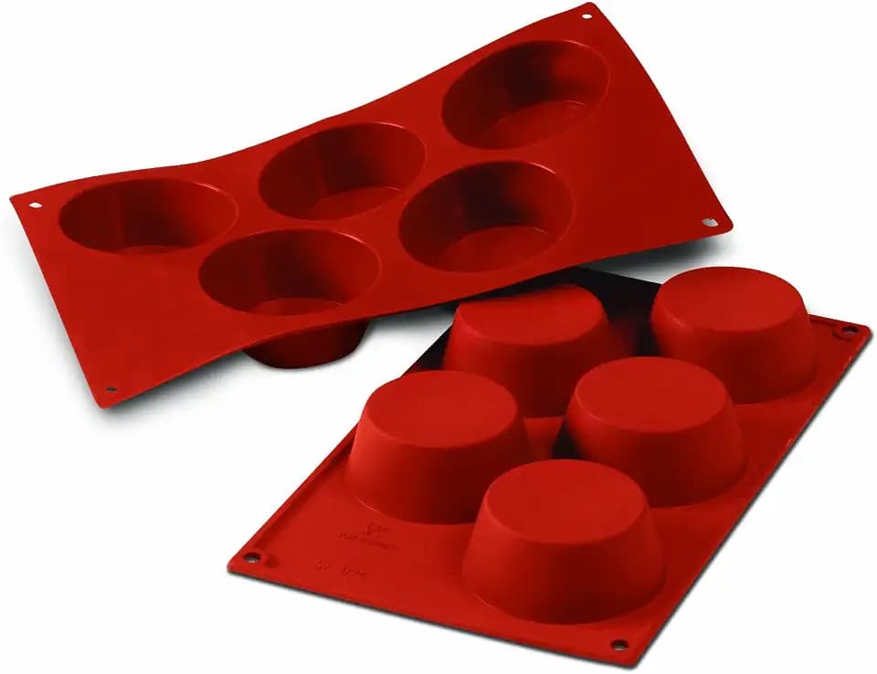 silikomart | SF0024 Silikonform für MUFFIN Monoportionen, Antihaft, 5 Kavitäten, 1er Pack Kuchenform, Ø 81 h 32 mm, Made in Italy