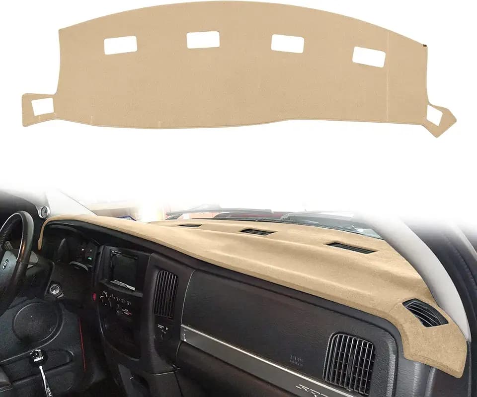 Dashboard Cover Dash Cover Mat Compatible with Dodge Ram 1500 2002-2005,2500/3500 2003-2005(Beige)