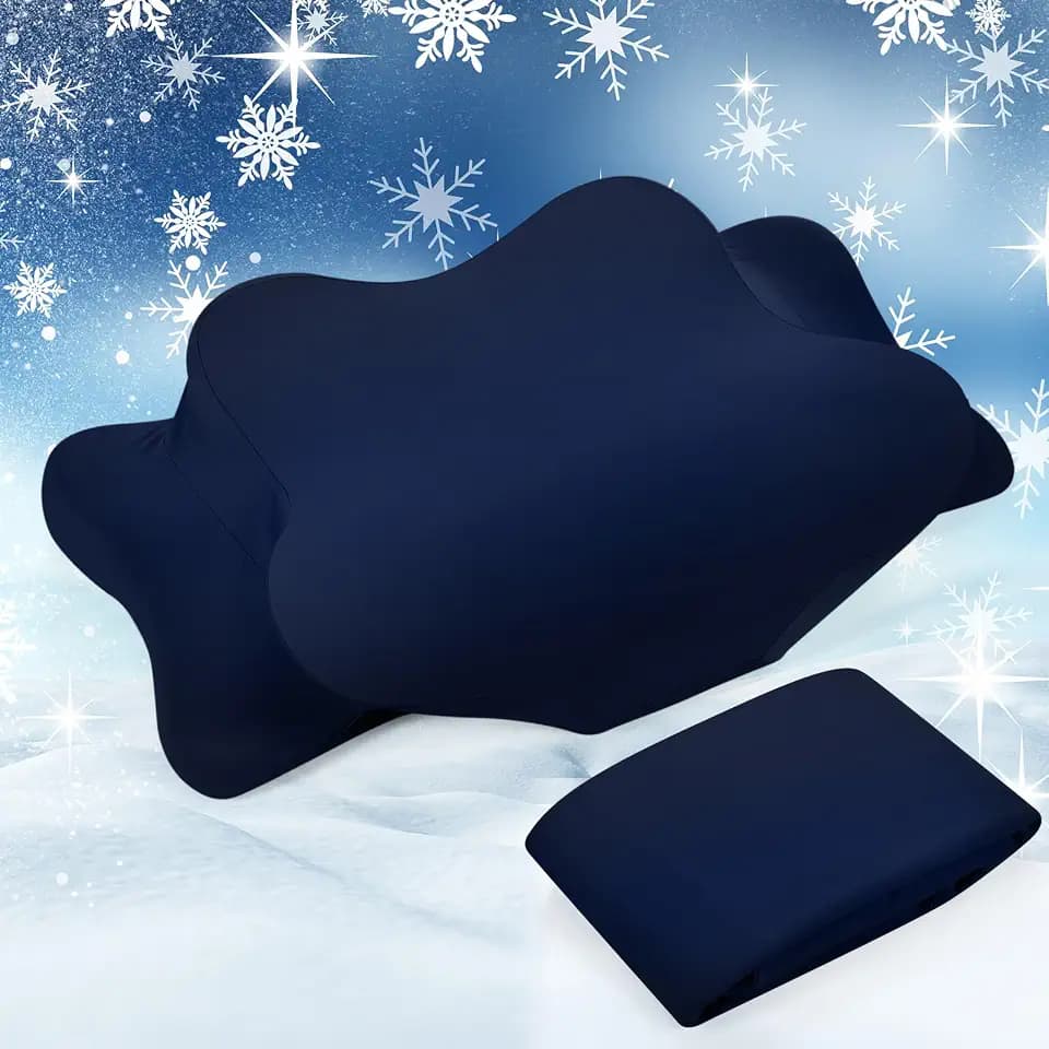 Hahafelt Cooling Cervical Neck Pillowcase,Navy Blue,Queen Size