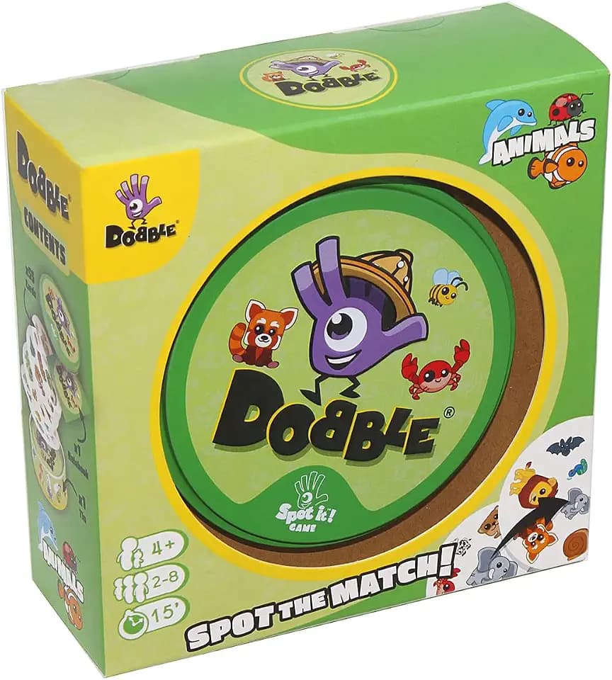 Asmodee , Dobble Animals , Card Game , Ages 4+ , 2-8 Players , 15 Minutes Playing Time