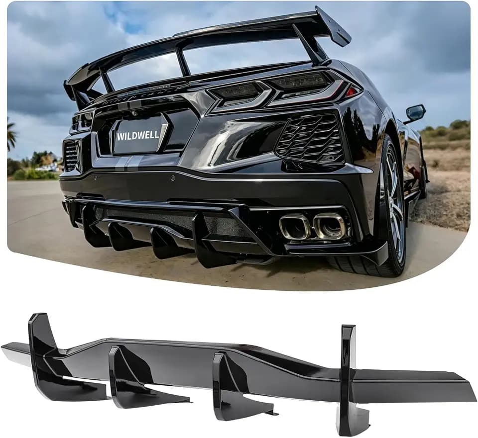 WildWell Rear Bumper Diffuser Compatible with 2020-2026 Chevy Corvette C8