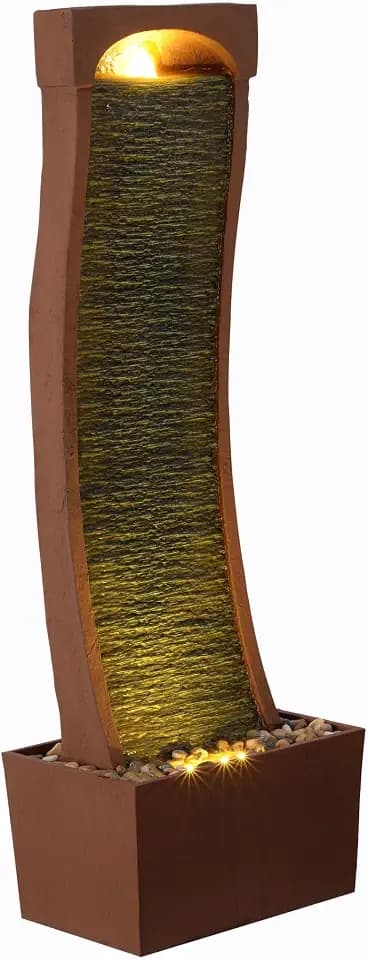 Teamson Home 38.5" Indoor/Outdoor Modern Curved Waterfall Fountain