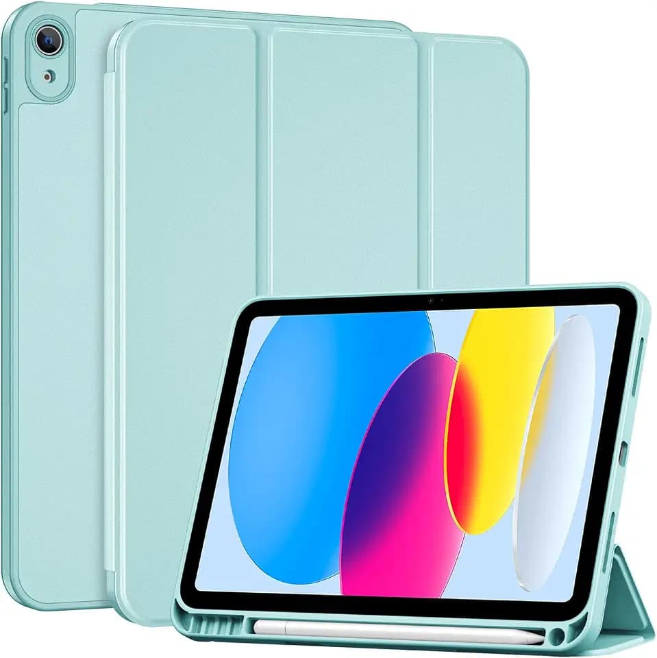 ProCase for iPad A16 11th/10th Generation Case with Pencil Holder -Aqua
