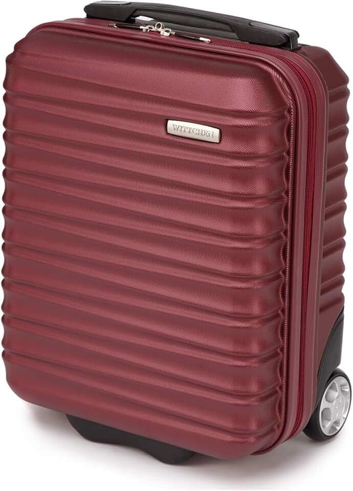 WITTCHEN Reisekoffer Kleinkoffer Kabinengepäck Handgepäck Rollkoffer Hartschale aus ABS2 Standard-Rollen Reißverschluss Groove Line Kleinkoffer XXS kastanienbraun Lufthansa/Eurowings/Ryanair/Condor