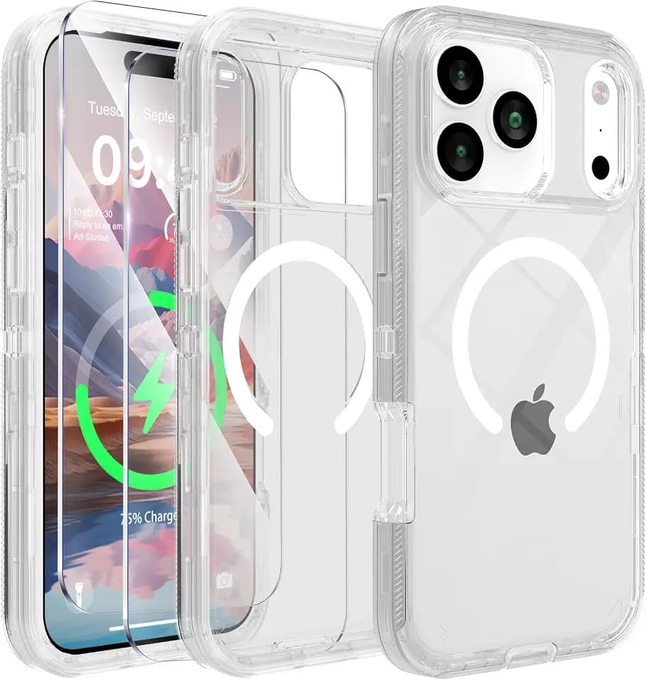 TUTUKII Magnetic for iPhone 18/17 Pro Max Case, Heavy Duty - Clear, 6.9"