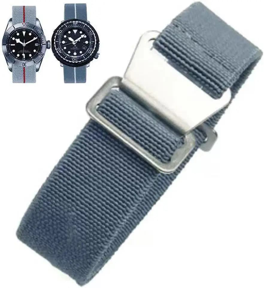 Elastic Nylon Watch Band French Troops Paratrooper Military Parachute Style 18mm 20mm 22mm Hook-and-Loop Premium Striped Fabric Nylon Replacement Watch Strap for Men Women