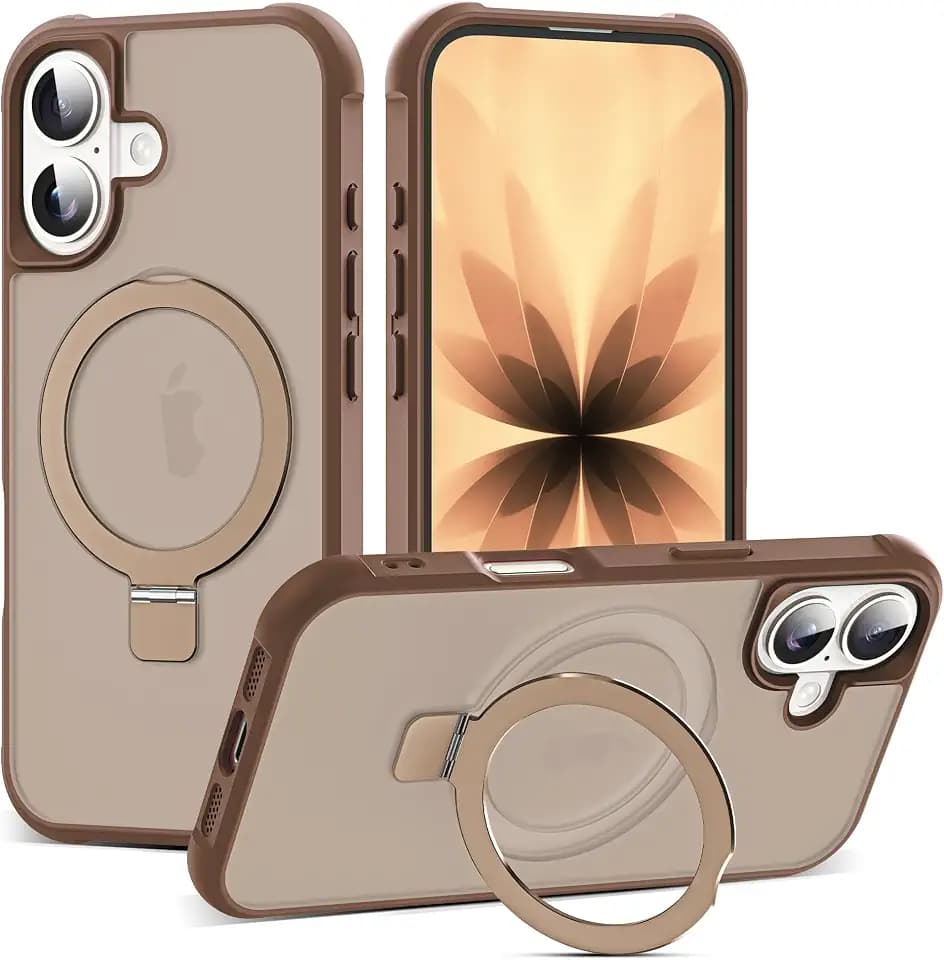 SKYLMW Compatible with iPhone 17 Case with Stand,Desert Brown