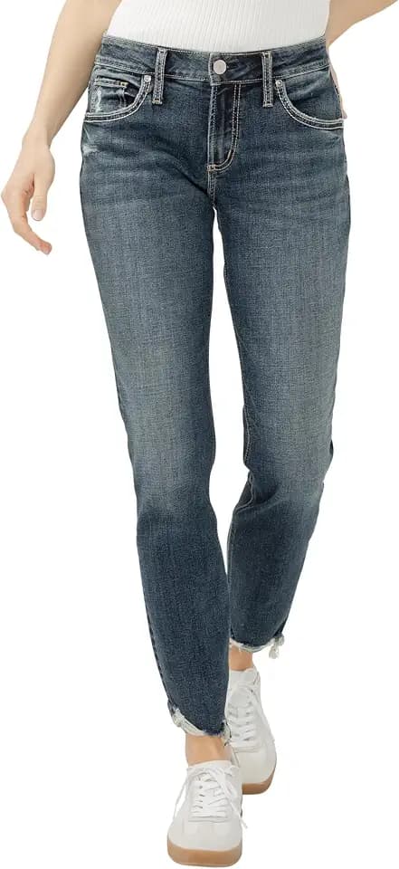 Silver Jeans Co. Women's Boyfriend Mid Rise Slim Leg Jeans