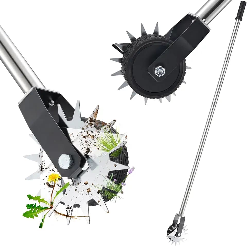 Rasenkantenschneider mit Stiel, Rasenschneider auf Rollen, Kantentrimmer mit verstellbarem Edelstahlgriff Gartenzubehör zum Abstechen von Rasenkanten, 95/131/167cm