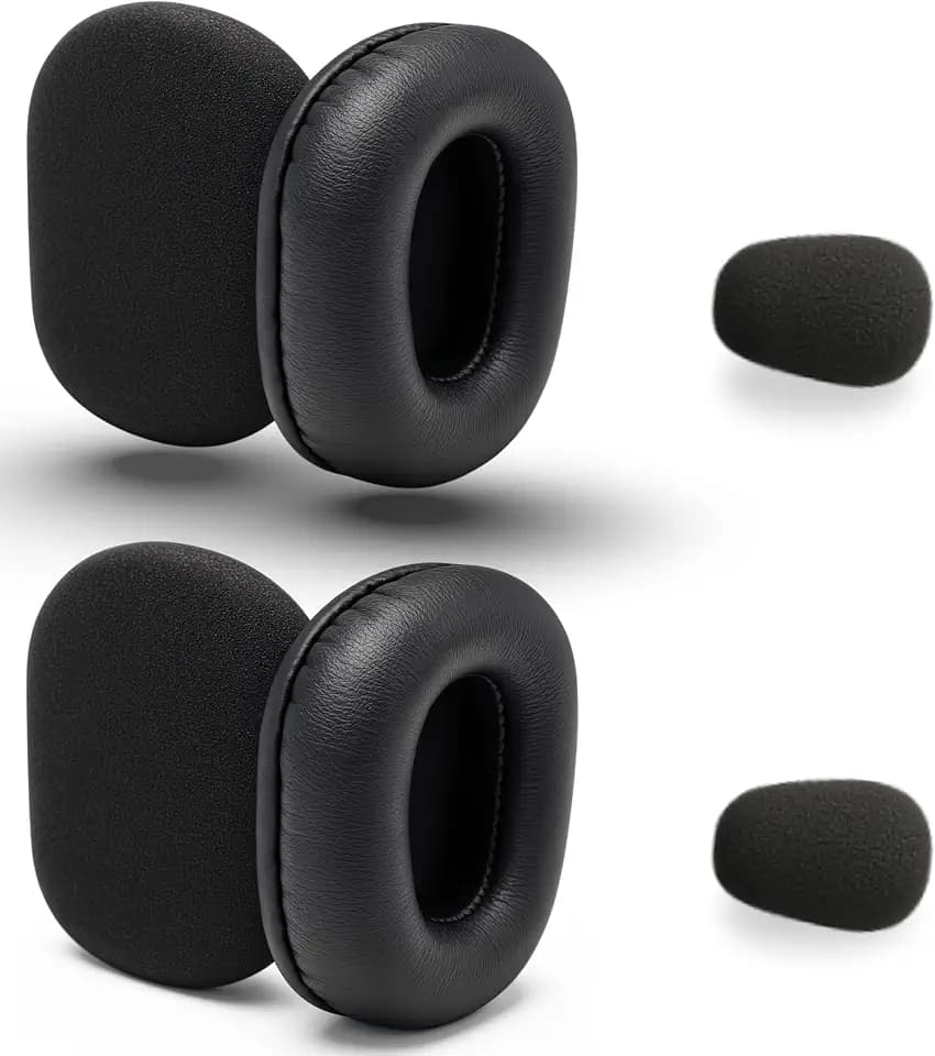 Ear Pad Cushion Kit for Blue Parrott B350-XT - Compatible with Jabra Evolve 65, 40, 30 - Enhances All-Day Wearing Comfort Over Original Foam Earpads, Leatherette, Microphone Windscreens by Global Teck