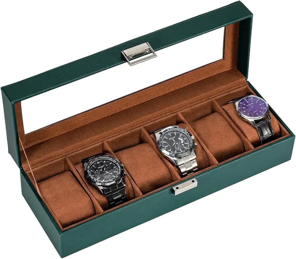 ProCase Watch Box, 6 Slot Mens Watch Display Case, MidnightGreen