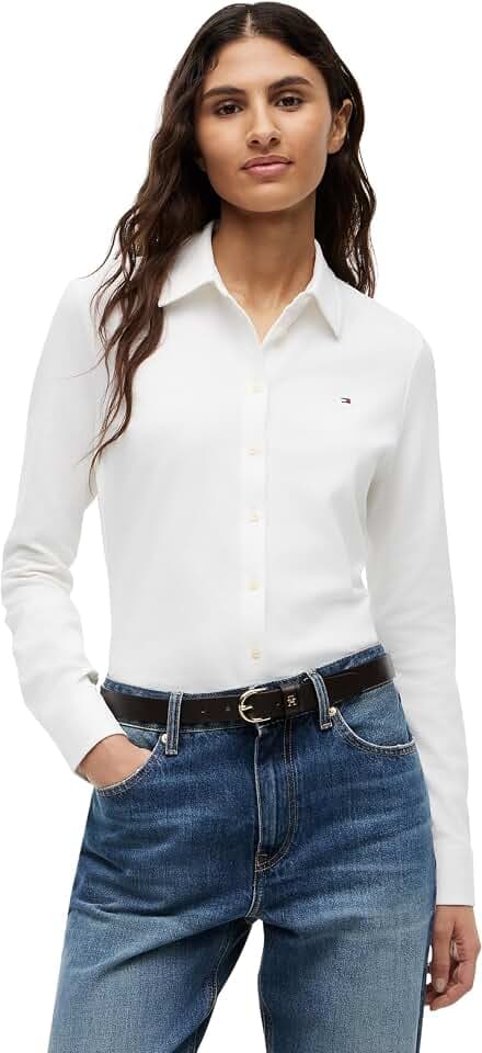 Tommy Hilfiger Damen Hemd 1985 Slim mit Spitzkragen