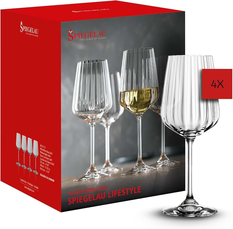 Spiegelau Weißweingläser 4er Set, 440 ml, LifeStyle, 4450172, Weinglas aus Kristallglas, spülmaschinenfest, Klar