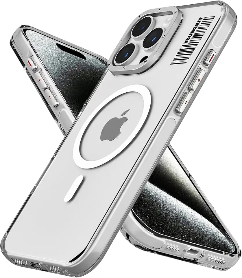 YOUNGKIT for iPhone 15 Pro Case,[Compatible with magsafe]，[Shockproof ][Military-Grade Protection][Anti-Yellowing]，Matte Back Cover，Strong Magnetic Phone Case for iPhone15 Pro, Frosted Clear
