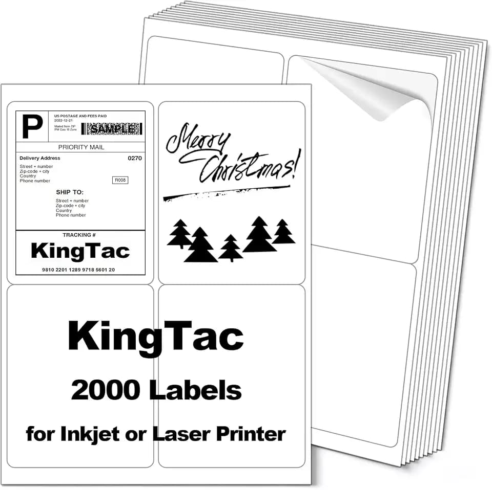 （4"x5", 2000 Pcs,4 Up Shipping Address Labels for Laser & Inkjet Printers,500 Sheets Permanent Adhesive 4 per Page Shipping Labels, 1/4 Page Labels, 4 per Sheet