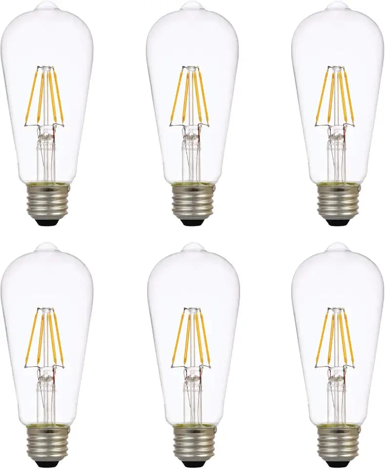 Sylvania LED TruWave Natural Series ST19 Edison Light Bulb, 60W Equivalent Efficient 7W, Dimmable, Clear, 2700K, Soft White - 6 Pack (40908)