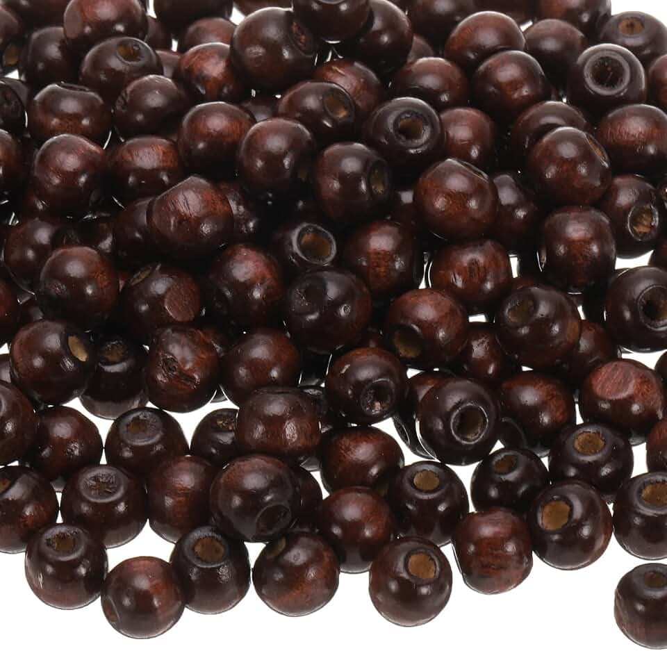 QUARKZMAN 600 Stk. Großloch-Holzperlen Haarzopfperlen, Unvollendete natürliche Fassholz-Abstandshalterperlen für Handwerk Haar DIY Makramee-Schmuckherstellung, Braun (10 x 9mm, 4mm Loch)