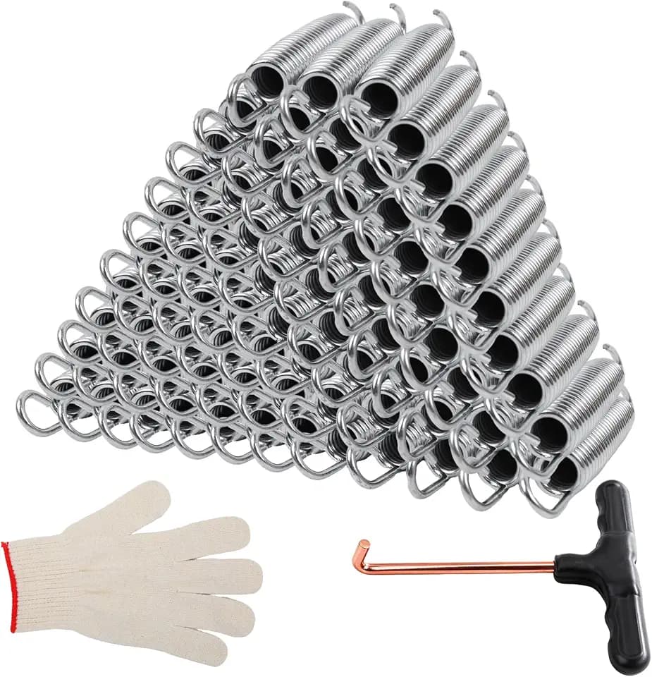 5.5 Inch 75 pcs Trampoline Replacement Springs Set, Stainless Steel with Spring Tool & Gloves, Weather-Resistant Parts for Easy Maintenance