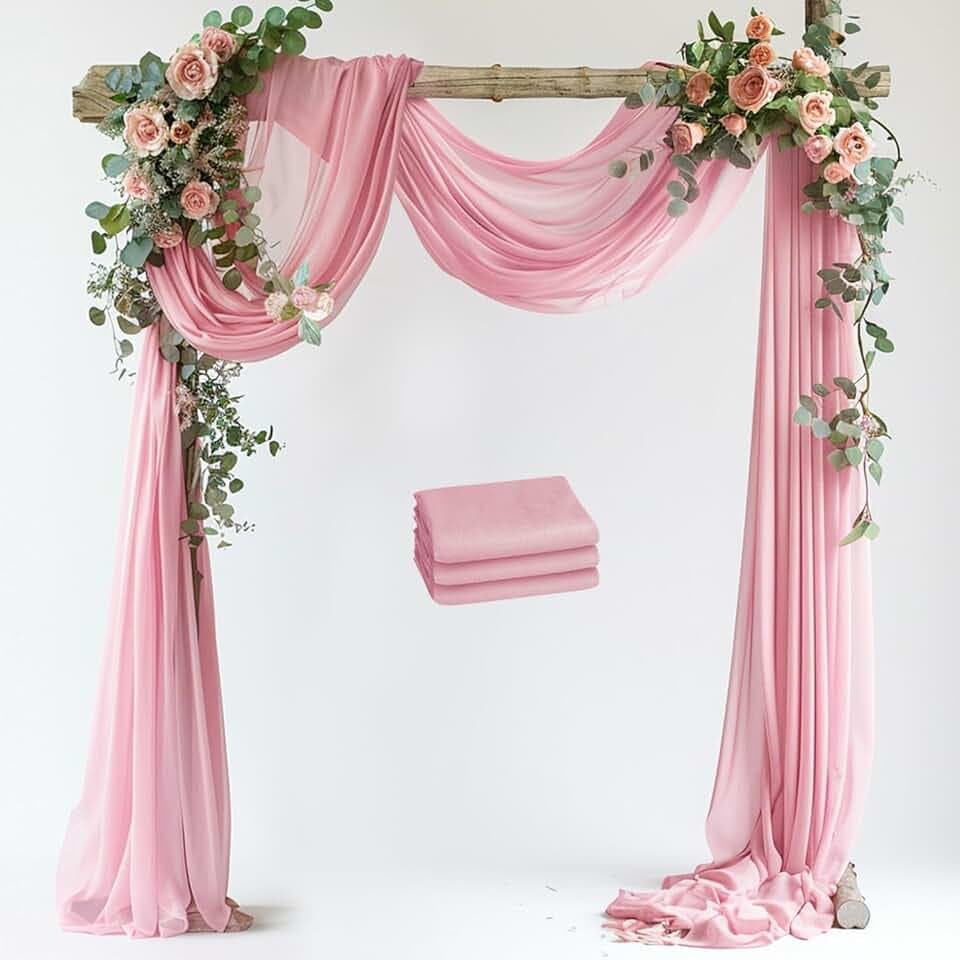 Wedding Arch Draping Fabric 3 Panels Blush Pink Sheer Backdrop Drape