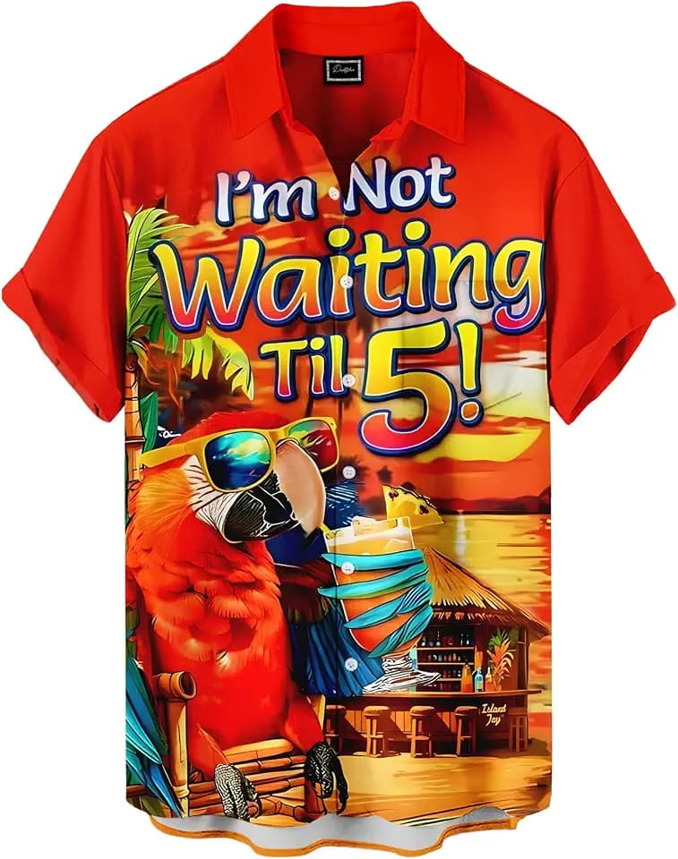 Men's Hawaiian Shirt Button Down Funny Printed Casual Short Sleeve Summer Beach Party BBQ Shirts